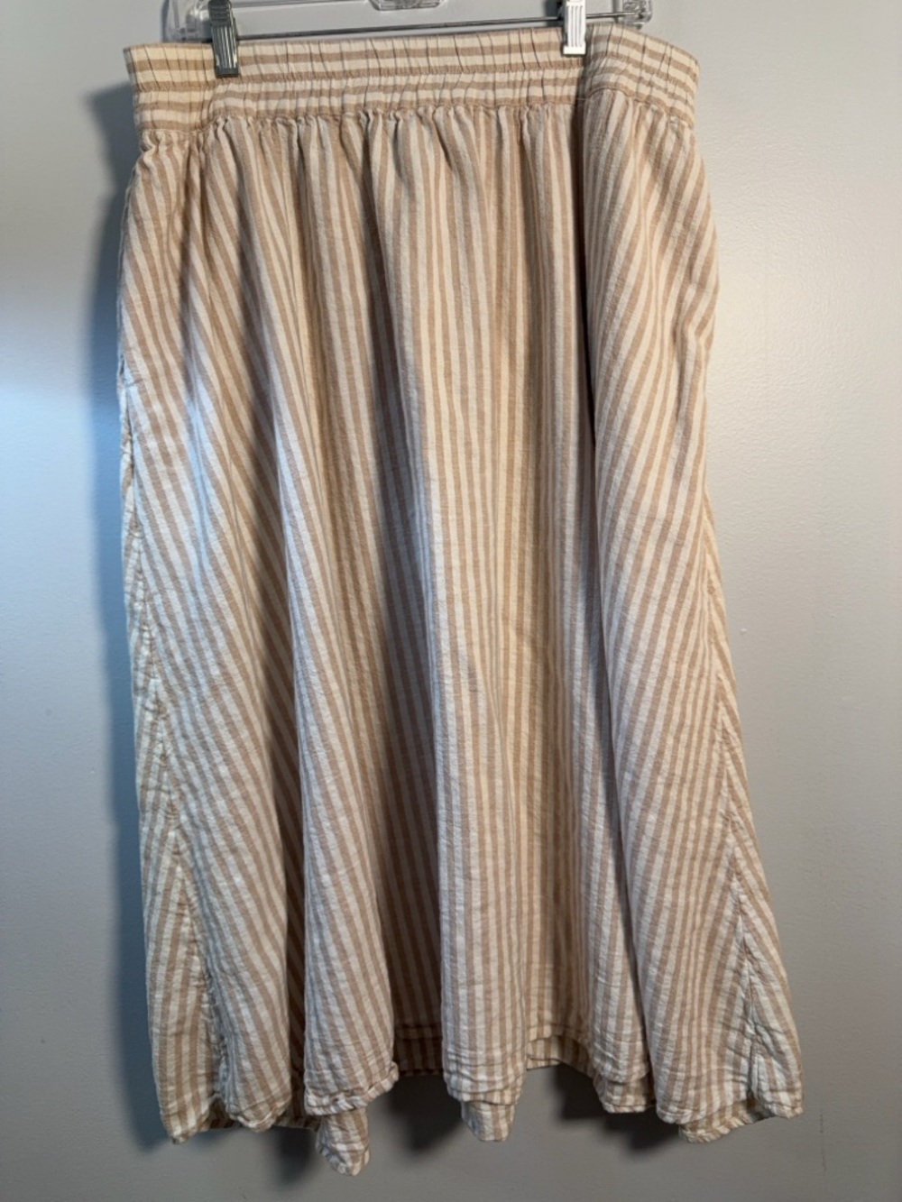 a new day Beige & White Striped Midi Skirt